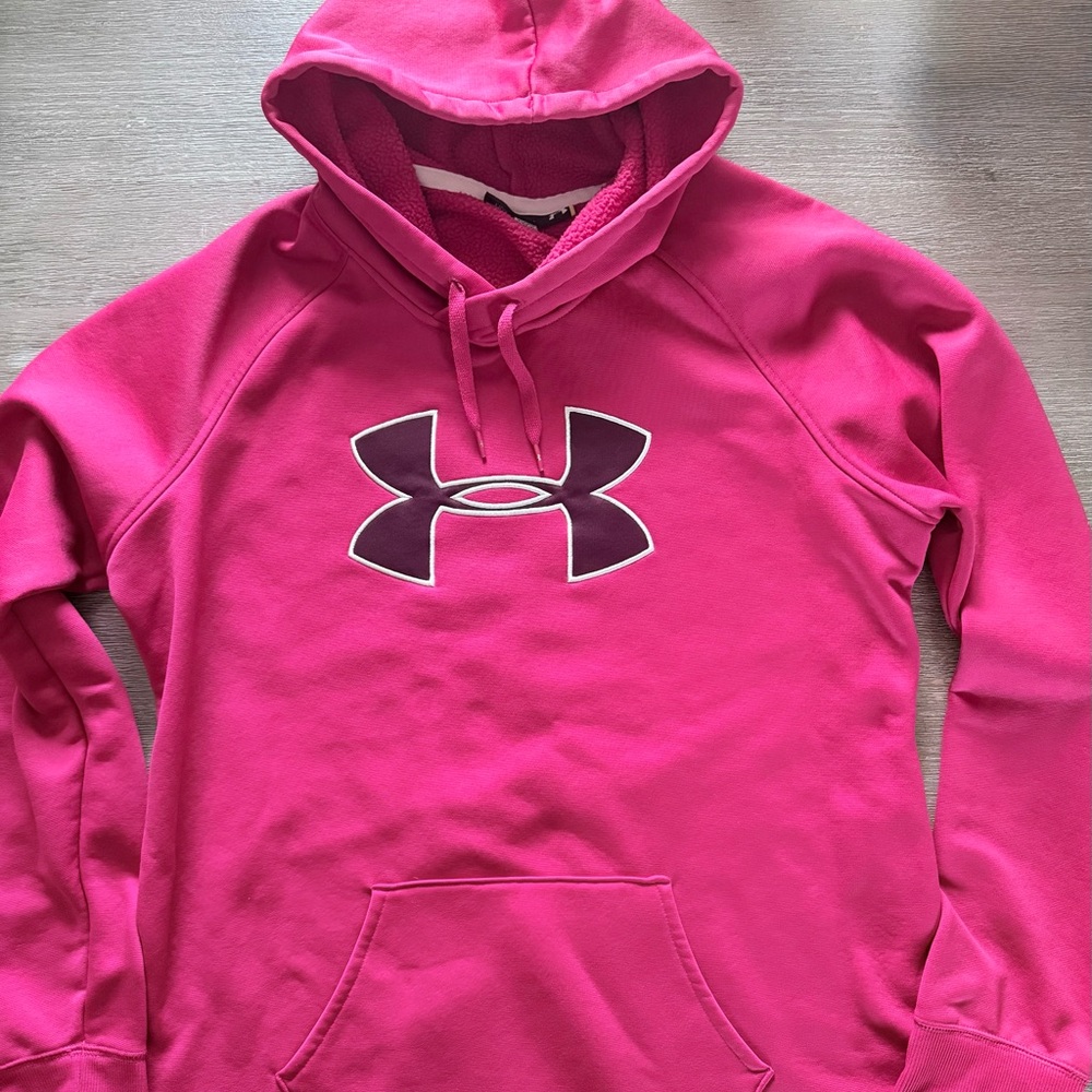 Under Armour Hot Pink Pullover Hoodie with Center Logo